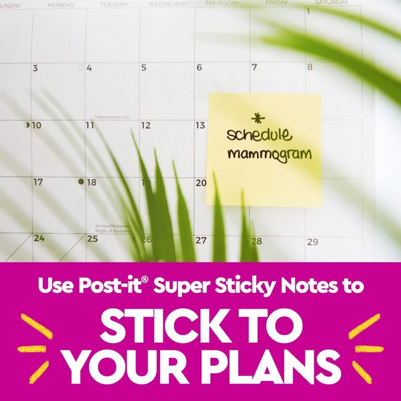 Post It ملاحظات لاصقة فائقة اللصق من ورق معاد تدويره 100%، أصفر كناري، 3 بوصة × 3 بوصة، 5 دفاتر ملاحظات لاصقة، 70 ورقة لكل دفتر، تنظيم السنة الجديدة أو مستلزمات المدرسة للفصل الدراسي الثاني - Image 5